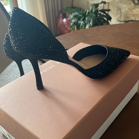 Via Spiga embellished satin d’Orsay pump, black 3.5”heel 9.5M 39.5 - Picture 5 of 12